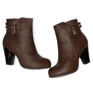 Ball Band Brown Sierra Ankle Buckle Ball Cushioned Heel Boots